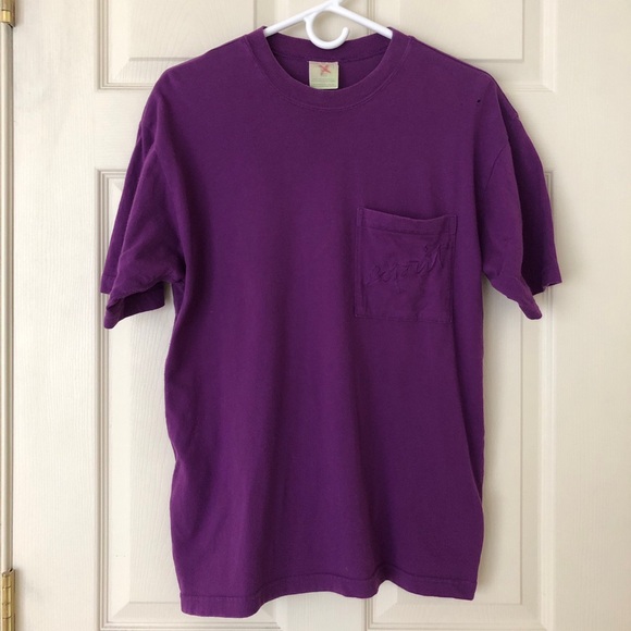 Vintage ESPRIT Cotton Pocket Tee Shirt Embroidered Logo Purple Size Medium - Picture 1 of 8